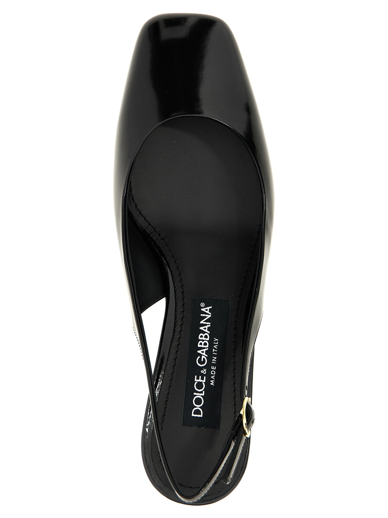 Dolce & Gabbana Black Calfskin Mid Heel Pumps