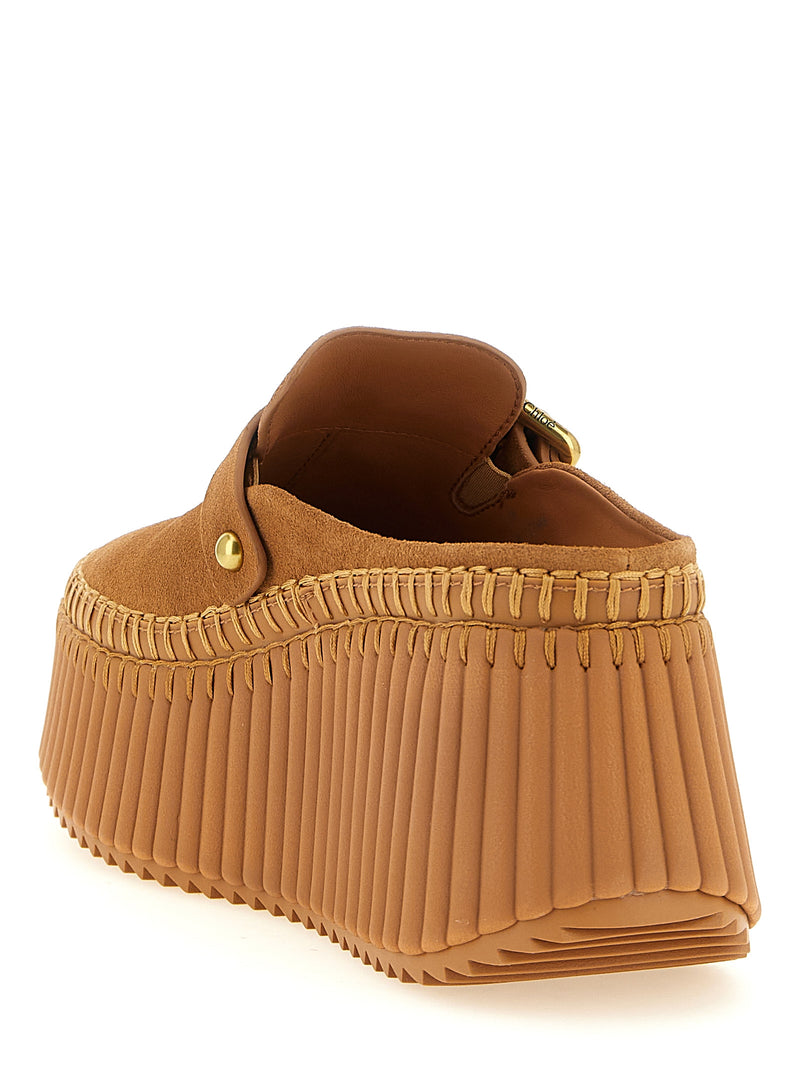 Chloé Beige Calfskin Wedge Sandals