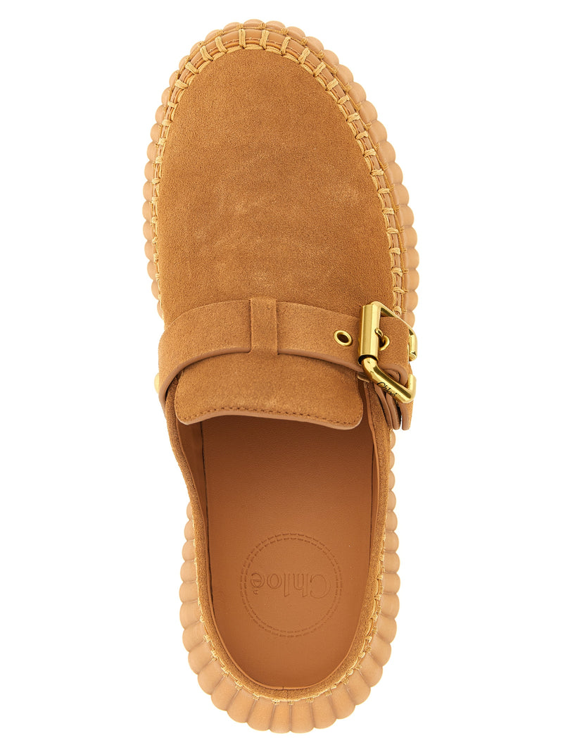 Chloé Beige Calfskin Wedge Sandals