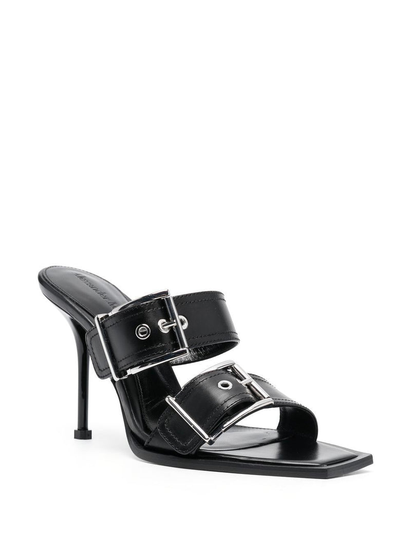 Alexander McQueen 100mm Buckled Leather Sandals | Urbalenti™ NYC