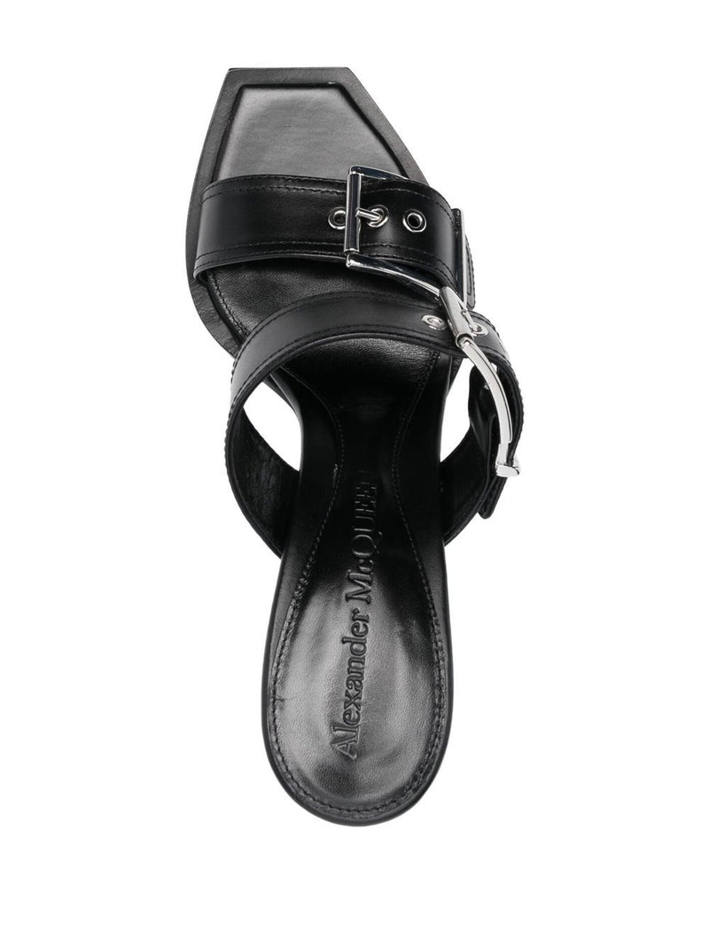 Alexander McQueen 100mm Buckled Leather Sandals | Urbalenti™ NYC