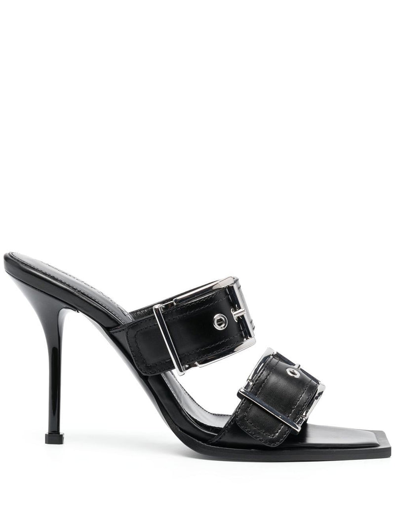 Alexander McQueen 100mm Buckled Leather Sandals | Urbalenti™ NYC