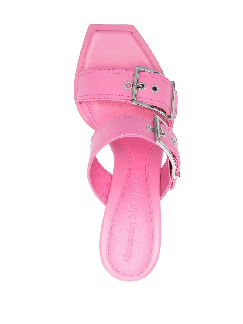 Alexander McQueen 100mm Buckle Leather Sandals | Urbalenti™ NYC