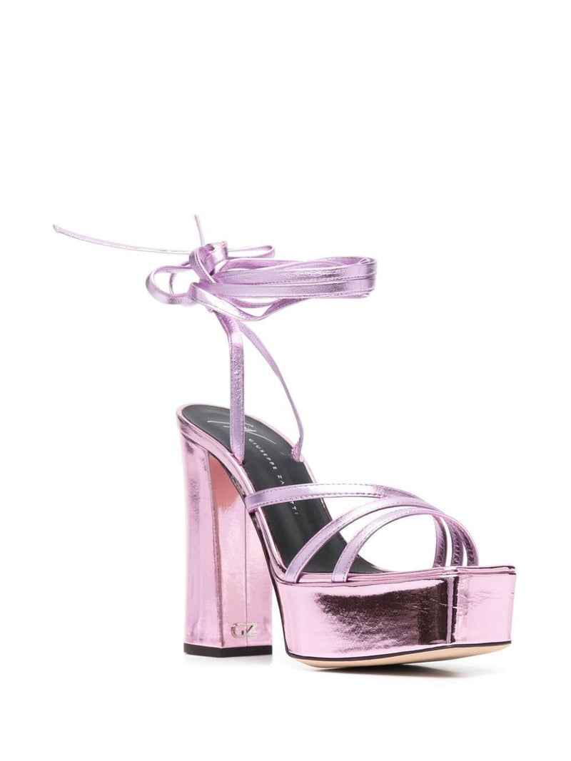 Giuseppe Zanotti Metallic 125mm platform sandals | Urbalenti™ NYC