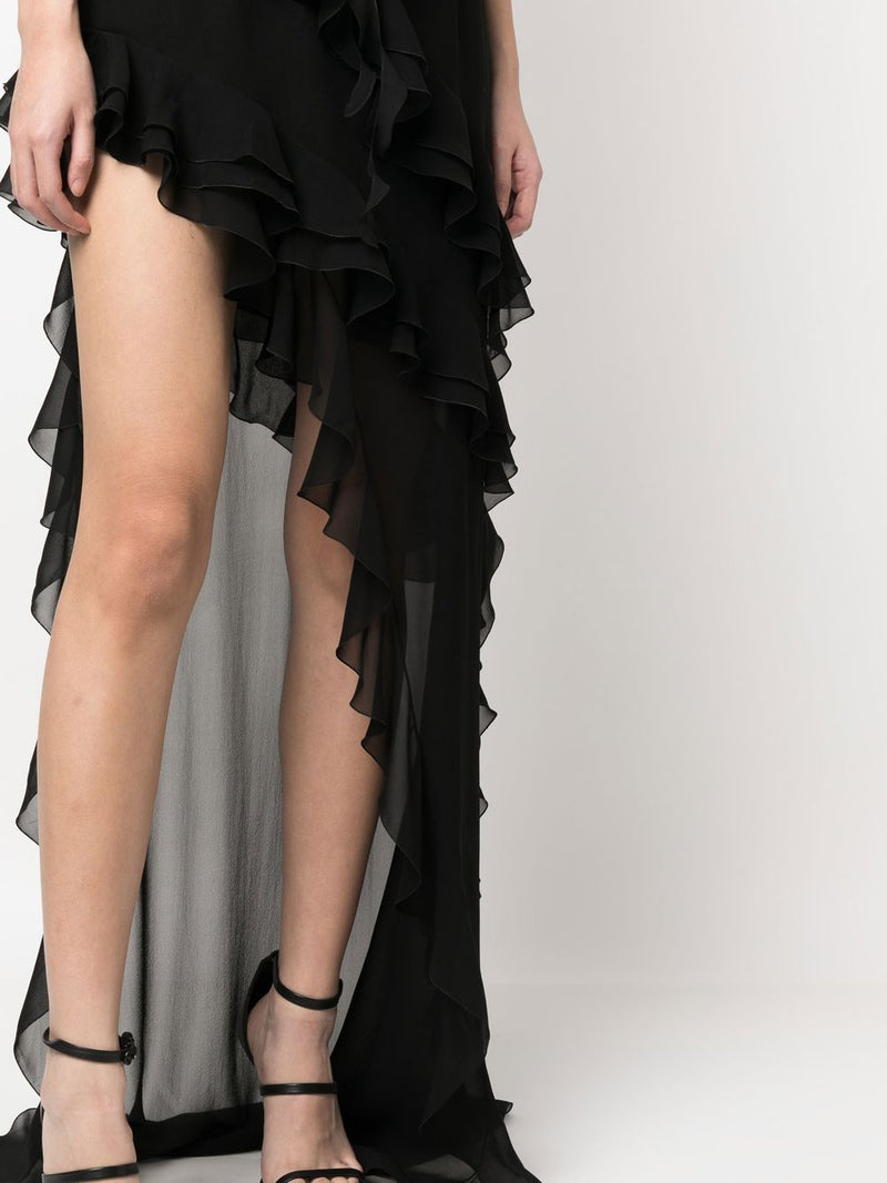 Alessandra Rich Alessandra Rich Ruffles detail silk georgette evening dress