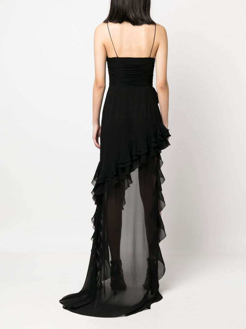 Alessandra Rich Alessandra Rich Ruffles detail silk georgette evening dress