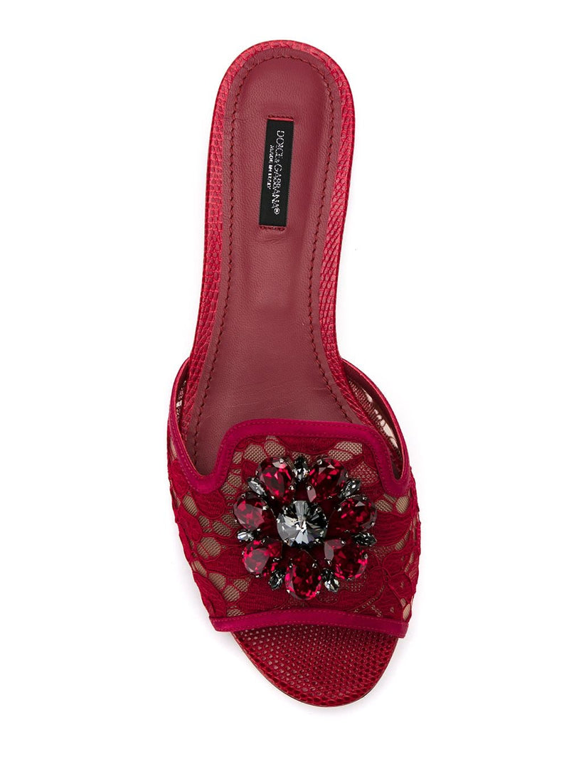 Dolce & Gabbana Rainbow Lace brooch-detail sandals | Urbalenti™ NYC