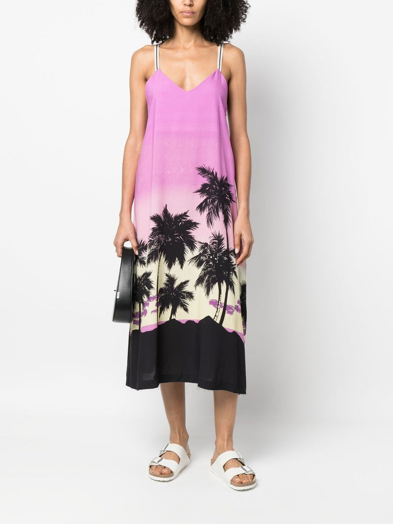 Palm Angels Sunset print midi dress | Urbalenti™ NYC
