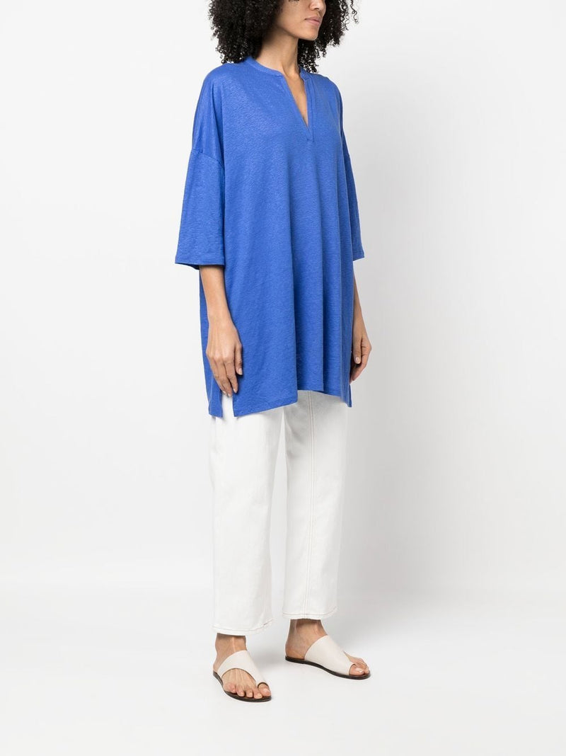 Majestic Majestic 3/4 Sleeve Linen Blend Tunic Dress