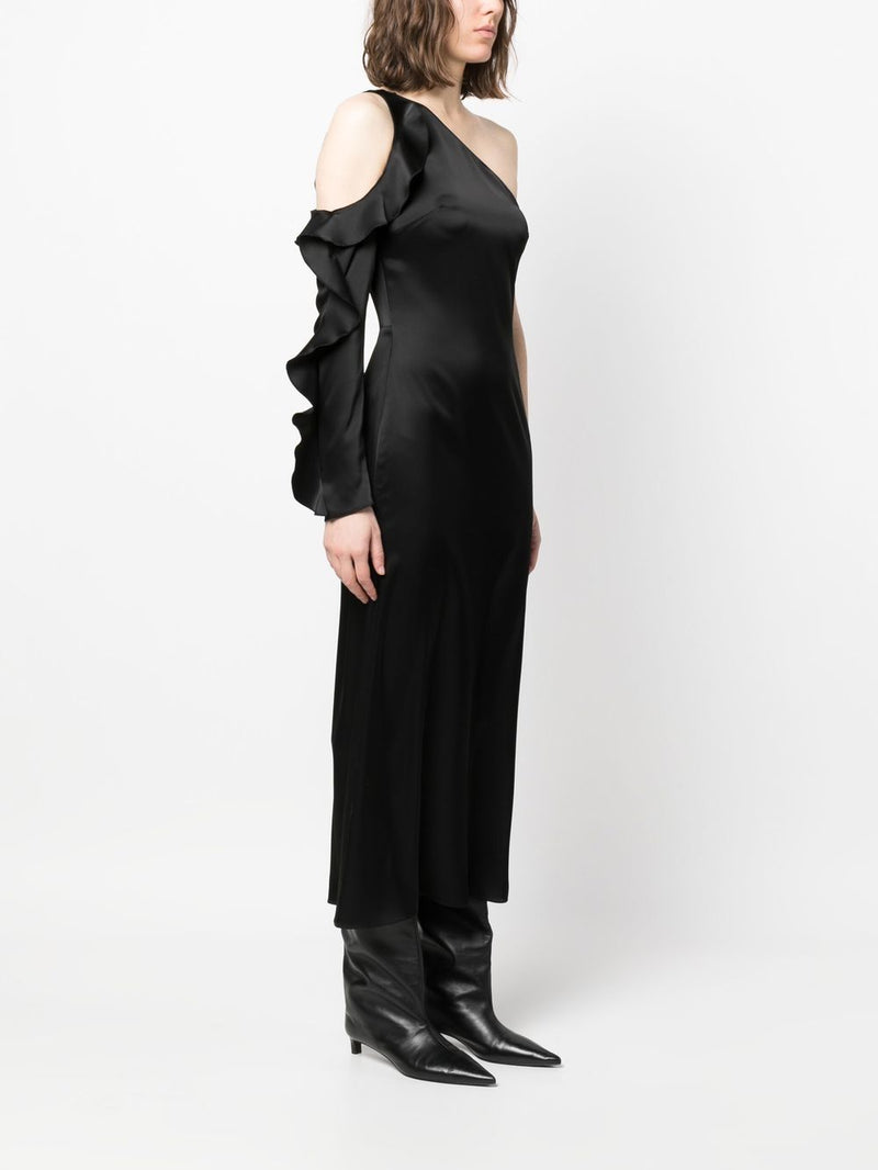 David Koma David Koma Ruffle detail one shoulder midi dress