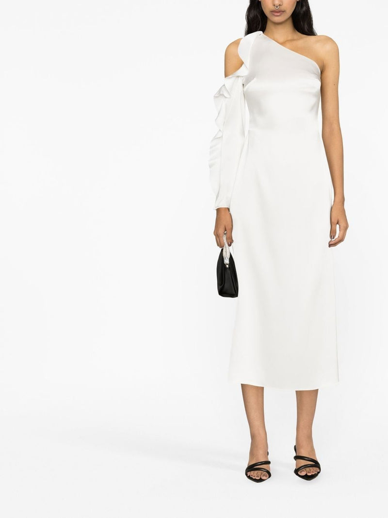 David Koma David Koma Ruffle detail one shoulder midi dress