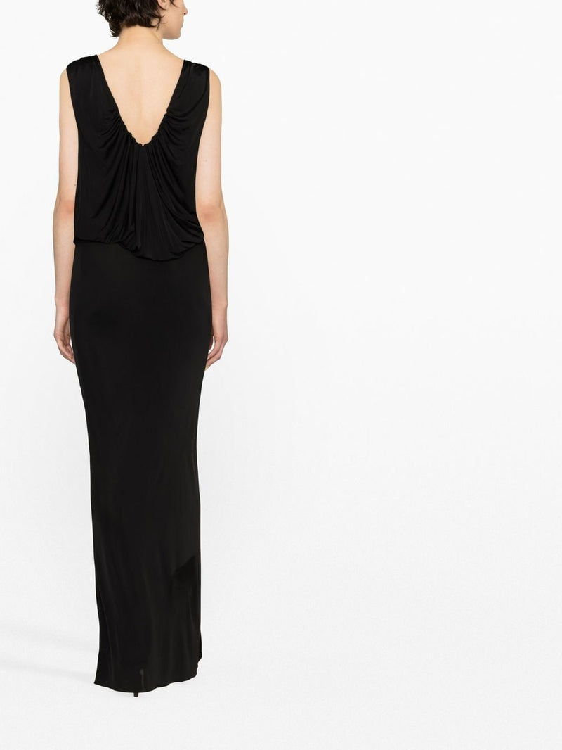 Saint Laurent draped sleeveless jersey dress | Urbalenti™ NYC