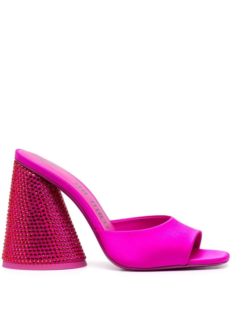 The Attico Luz embellished satin mules | Urbalenti™ NYC