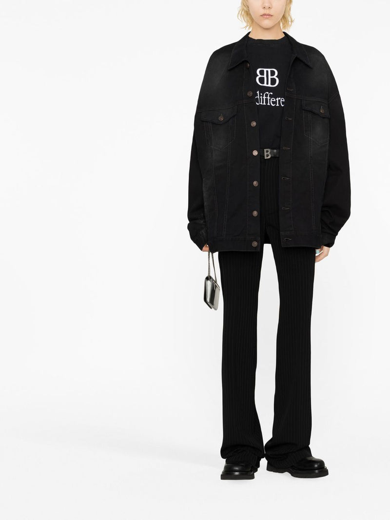 Balenciaga pinstripe straight-leg trousers | Urbalenti™ NYC