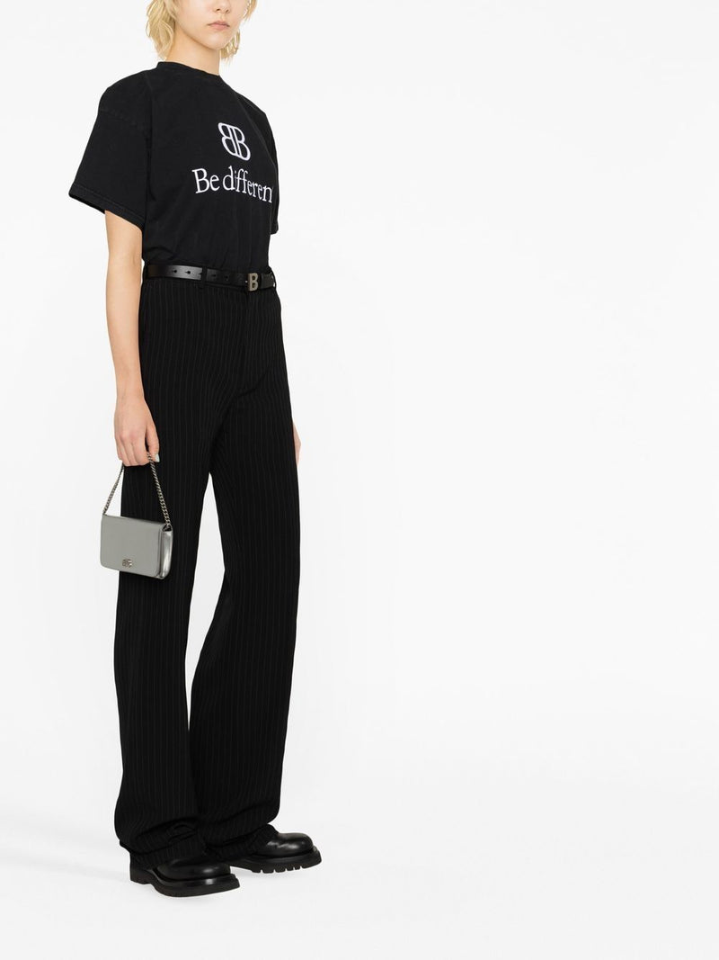 Balenciaga pinstripe straight-leg trousers | Urbalenti™ NYC