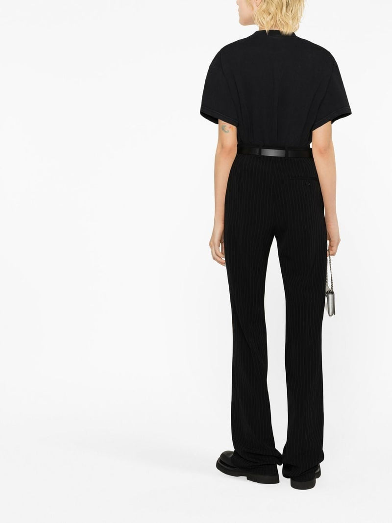 Balenciaga pinstripe straight-leg trousers | Urbalenti™ NYC