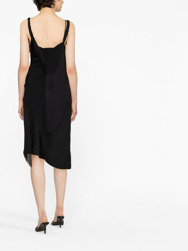 Victoria Beckham Asymmetric fringe mini dress | Urbalen... | Urbalenti™ NYC