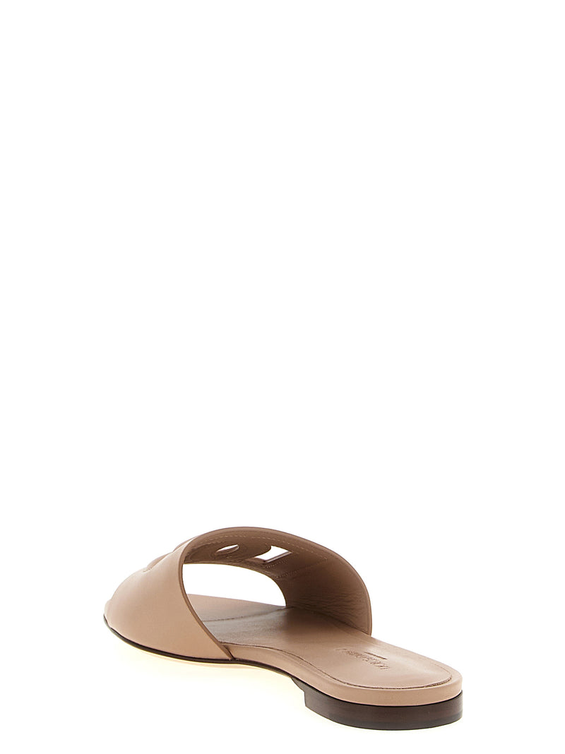 Dolce & Gabbana Beige Calfskin Slides