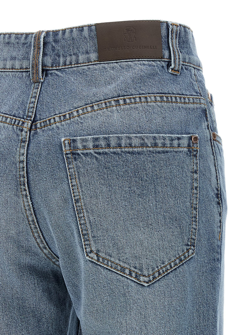 Brunello Cucinelli Blue Cotton Relaxed Fit Jeans