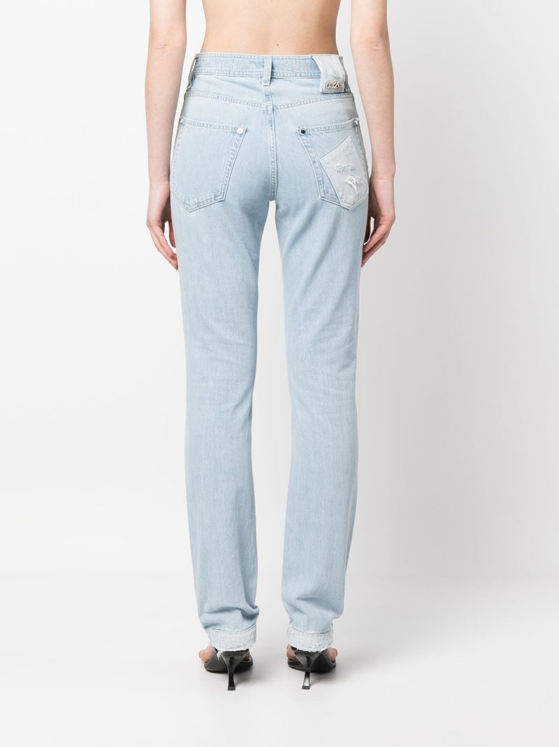 032C Patchwork organic cotton jeans | Urbalenti™ NYC