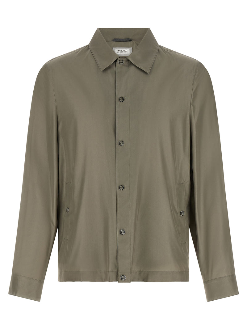 Brunello Cucinelli Bicolor Silk Full-Length Jacket