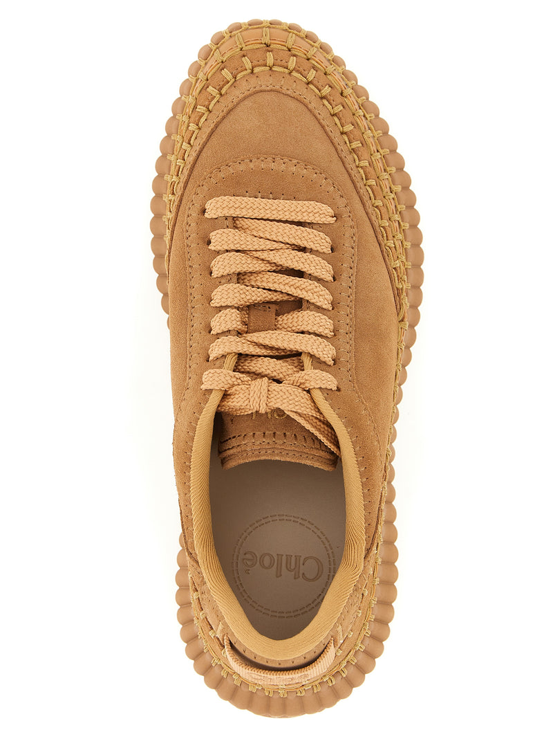 Chloé Beige Polyester Platform Sneakers