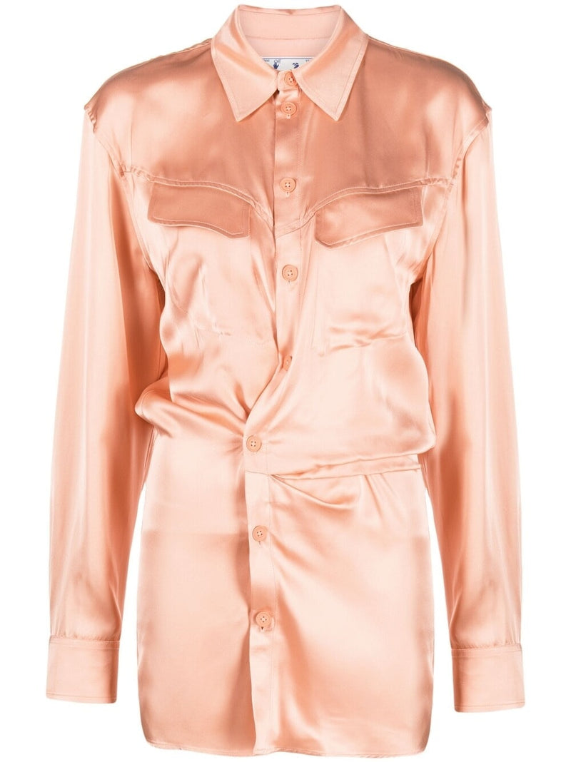 Off White twist-detail shirt dress | Urbalenti™ NYC