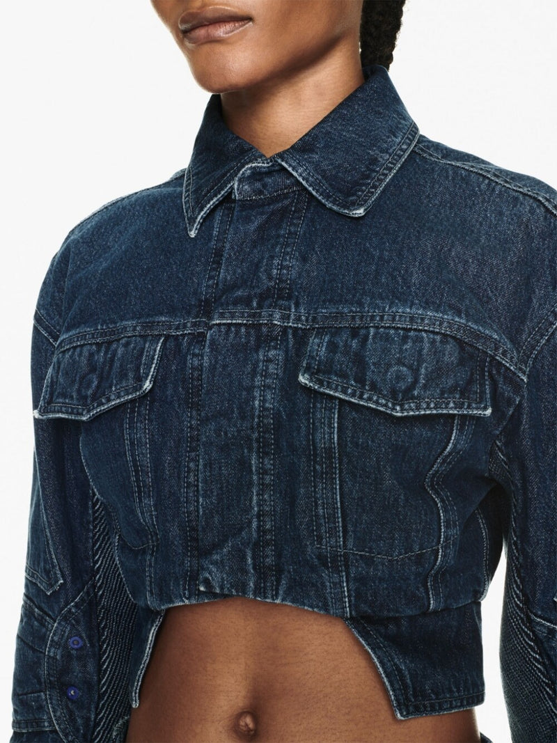 Off White Cropped denim jacket | Urbalenti™ NYC
