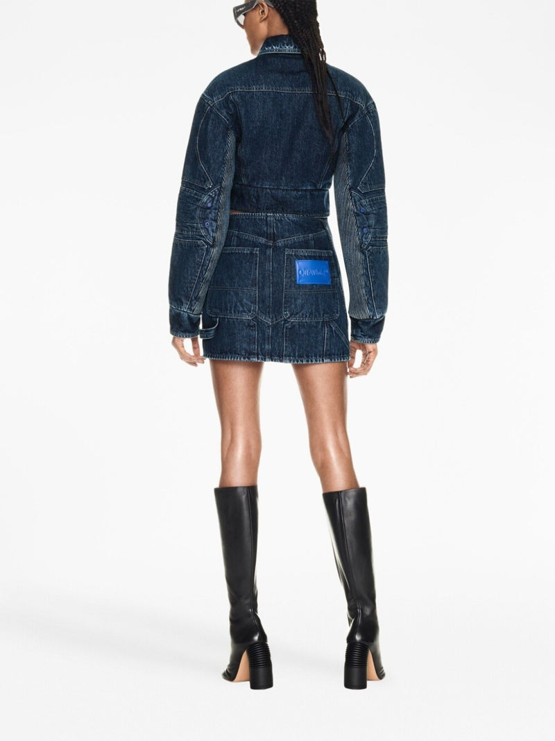 Off White Cropped denim jacket | Urbalenti™ NYC