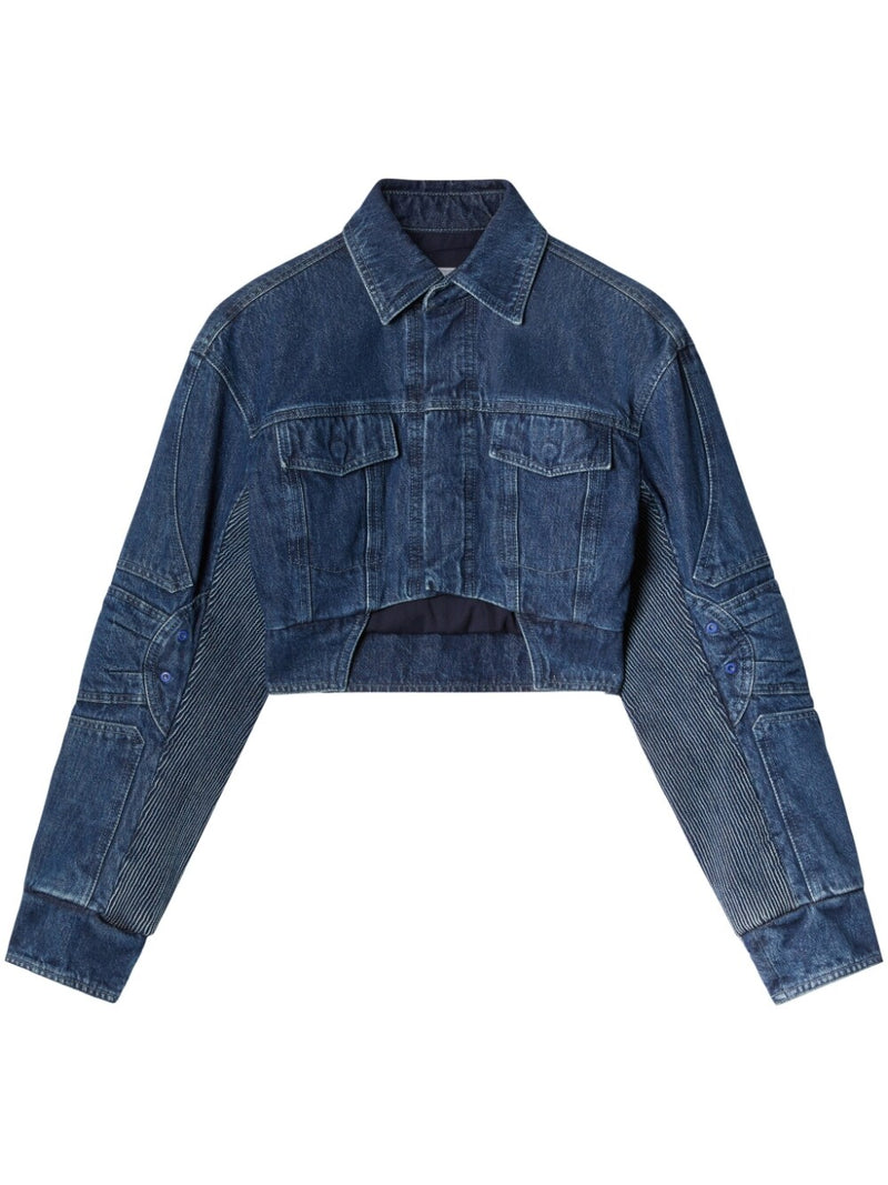 Off White Cropped denim jacket | Urbalenti™ NYC