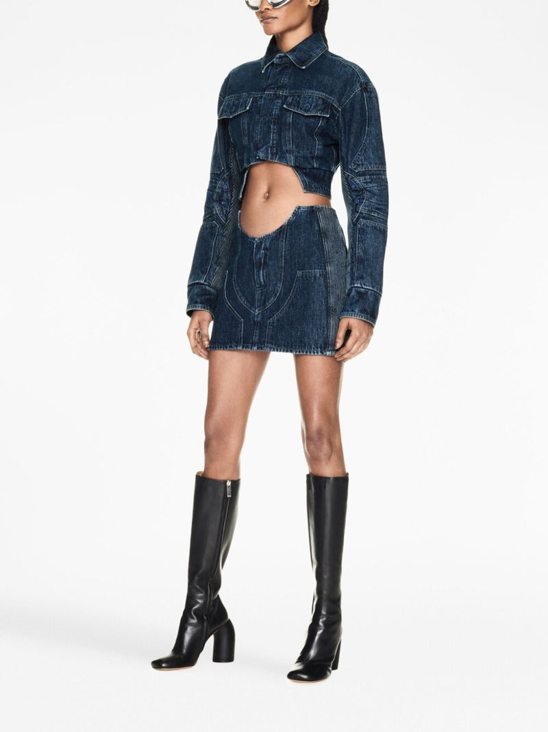 Off White Cropped denim jacket | Urbalenti™ NYC