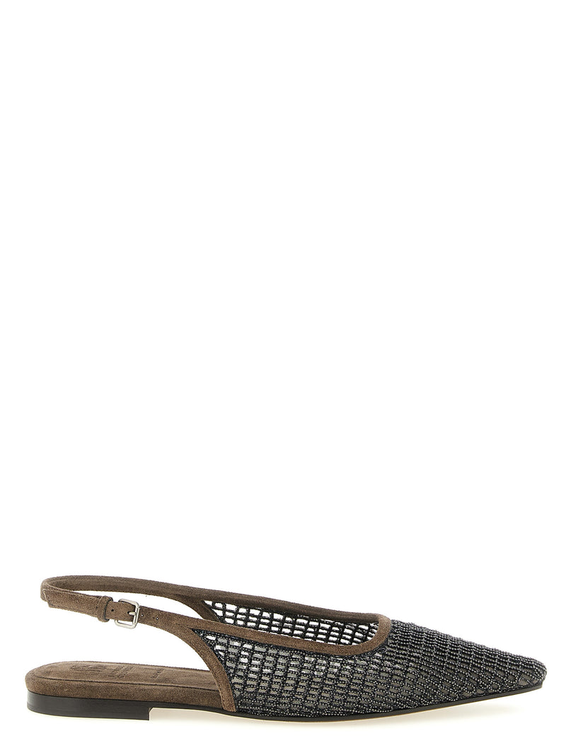 Brunello Cucinelli Brown Calfskin Ballet Flats