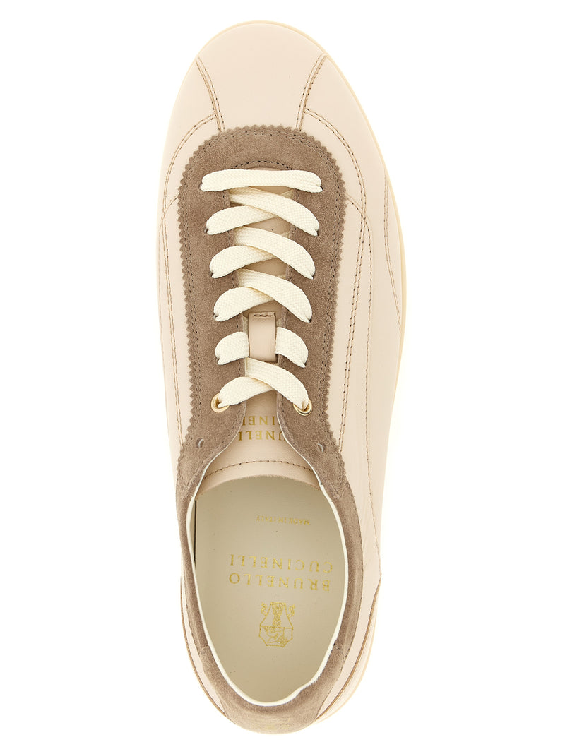 Brunello Cucinelli Beige Calfskin Low Top Sneakers