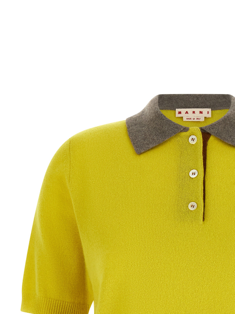 Marni Bicolor Cashmere Polo Shirt