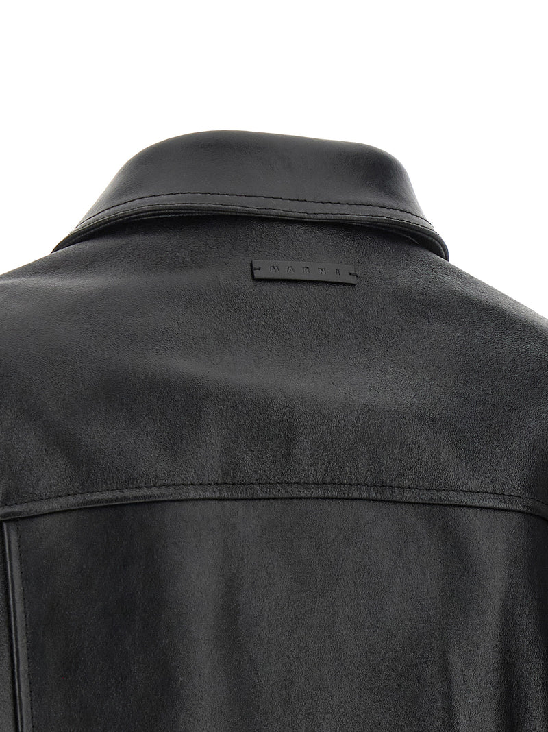 Marni Black Calfskin Leather Jacket