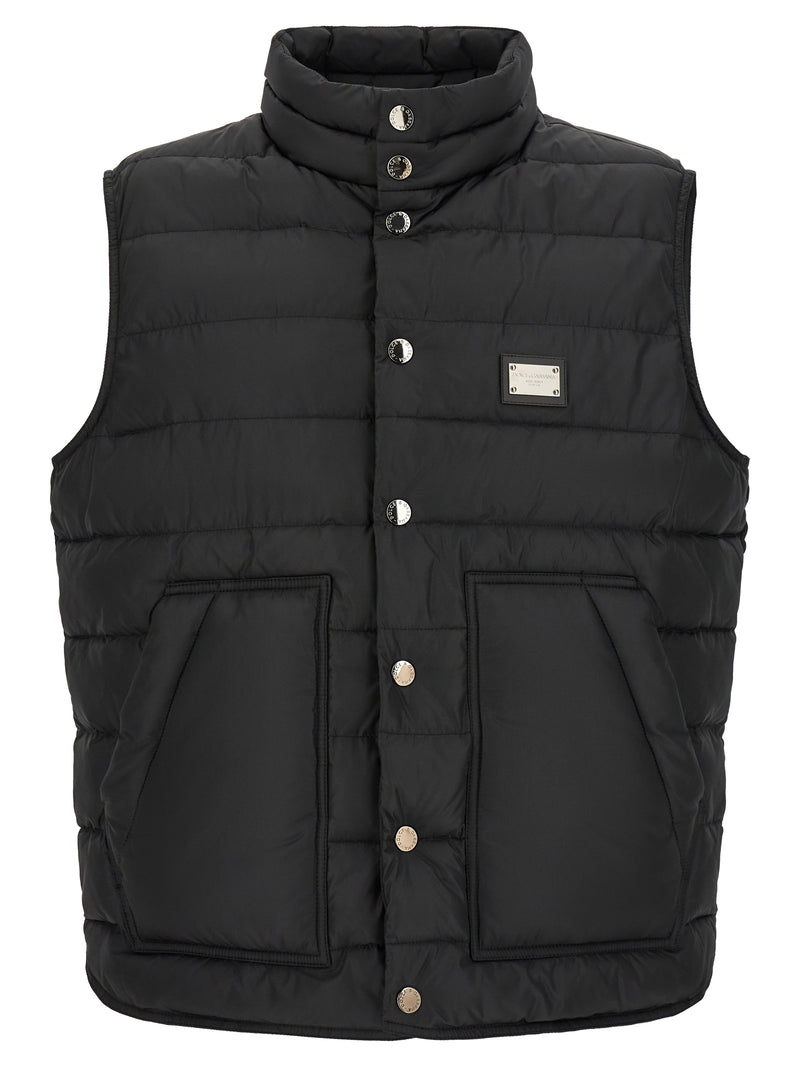 Dolce & Gabbana Black Polyester Sleeveless Jacket