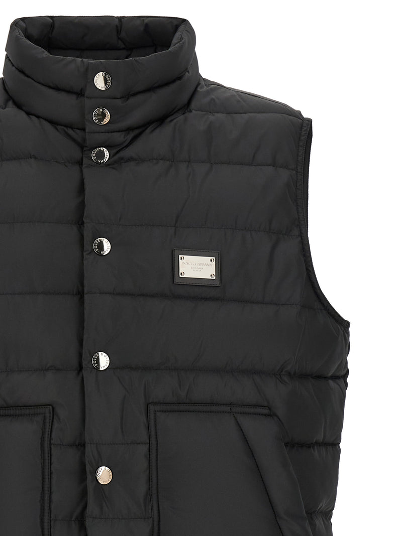 Dolce & Gabbana Black Polyester Sleeveless Jacket