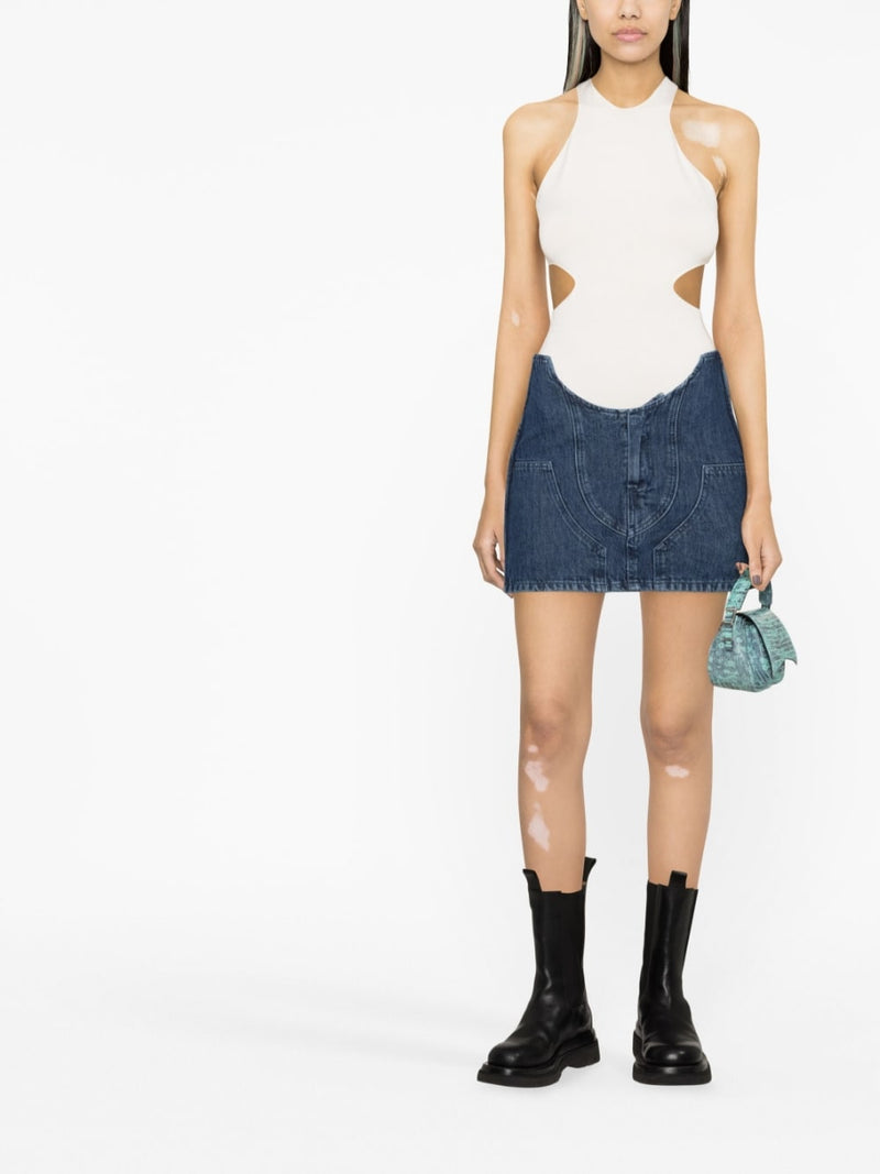 Off White Denim mini skirt | Urbalenti™ NYC