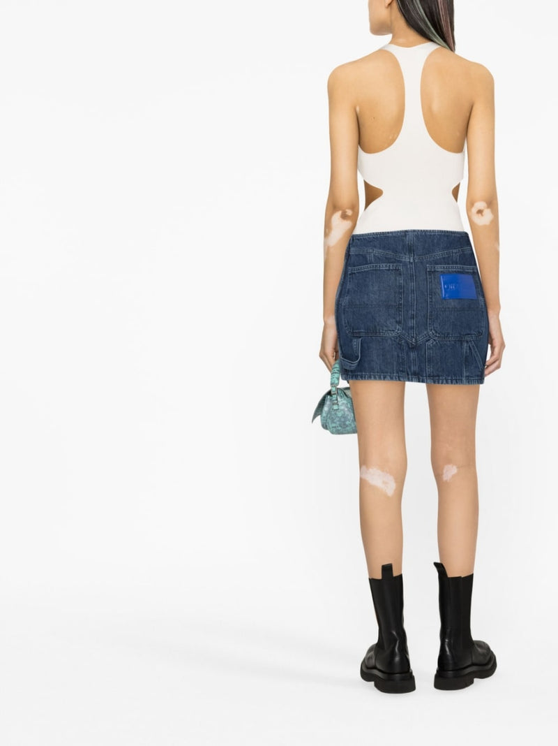 Off White Denim mini skirt | Urbalenti™ NYC