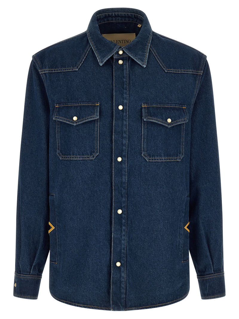 Valentino Garavani Blue Cotton Blouse