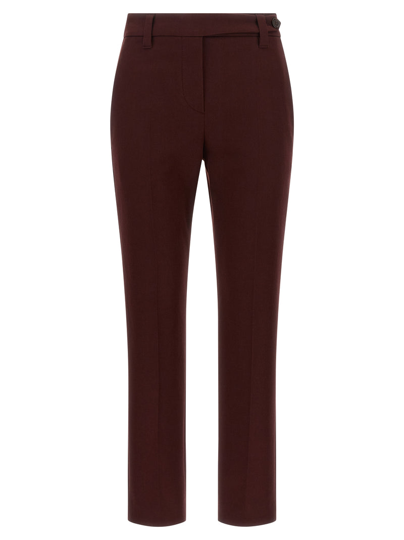 Brunello Cucinelli Bordeaux Cotton Casual Pants