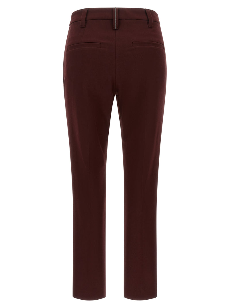 Brunello Cucinelli Bordeaux Cotton Casual Pants
