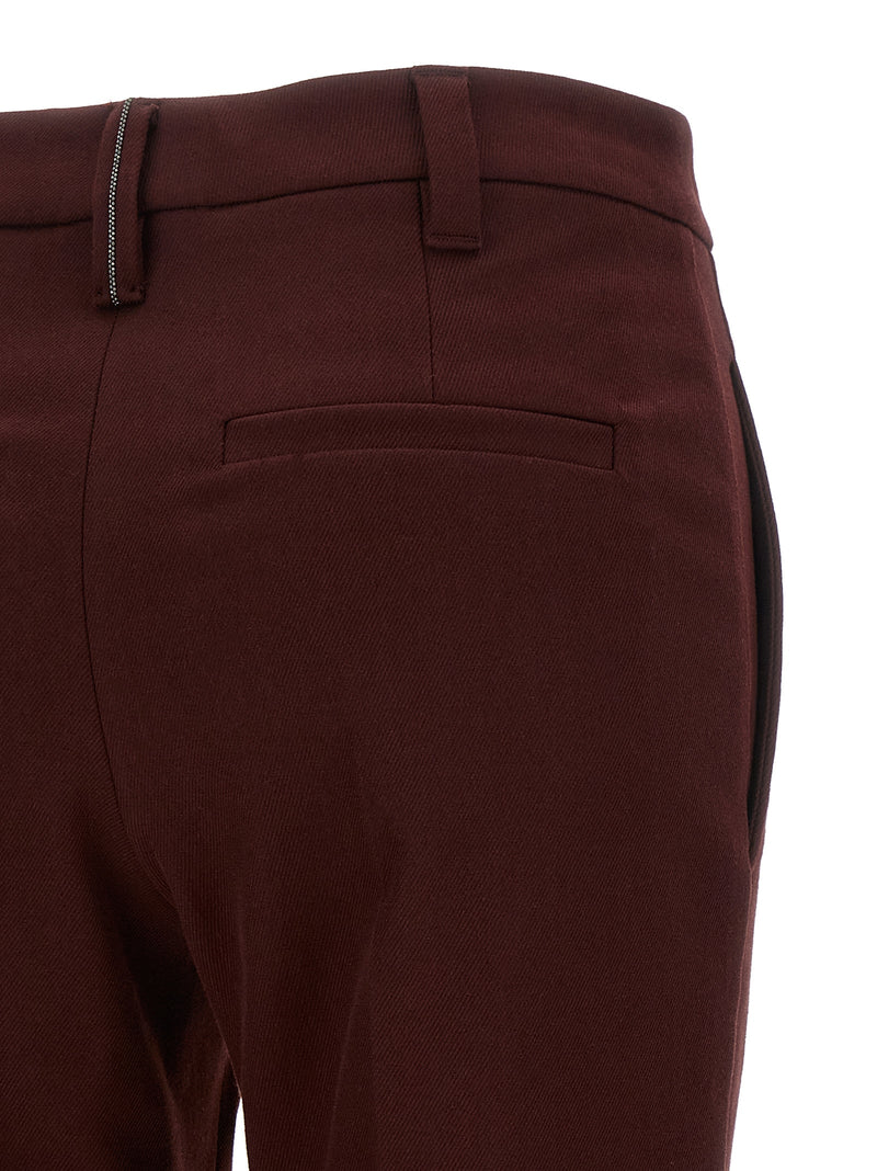 Brunello Cucinelli Bordeaux Cotton Casual Pants