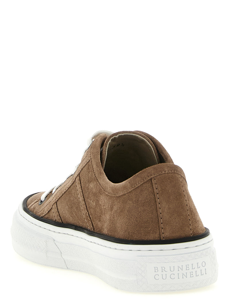 Brunello Cucinelli Brown Leather Low Top Sneakers