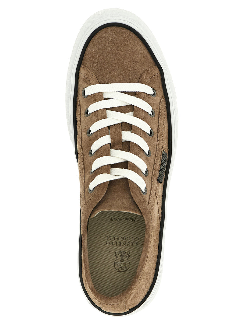 Brunello Cucinelli Brown Leather Low Top Sneakers