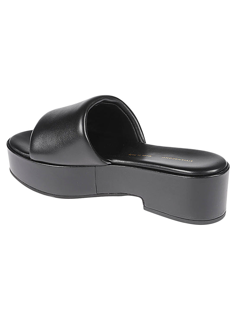 Liviana Conti Liviana Conti Black Leather Platform Sandals.