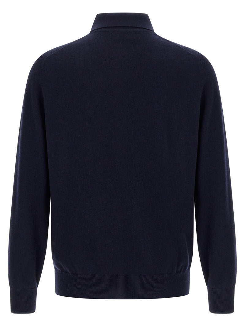 Brunello Cucinelli Blue Cashmere Polo Shirt