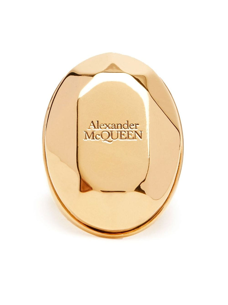 Alexander McQueen The Faceted Stone Ring - Gold | Urbalenti | Urbalenti™... | Urbalenti™ NYC
