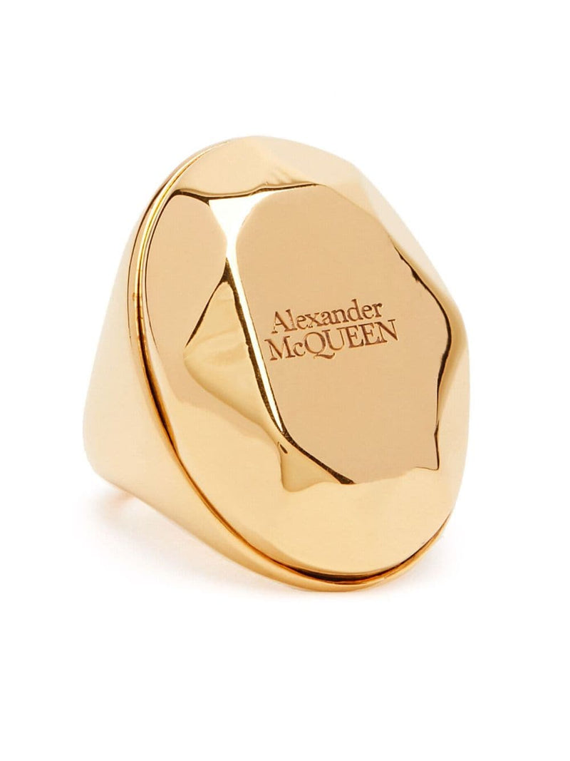 Alexander McQueen The Faceted Stone Ring - Gold | Urbalenti | Urbalenti™... | Urbalenti™ NYC