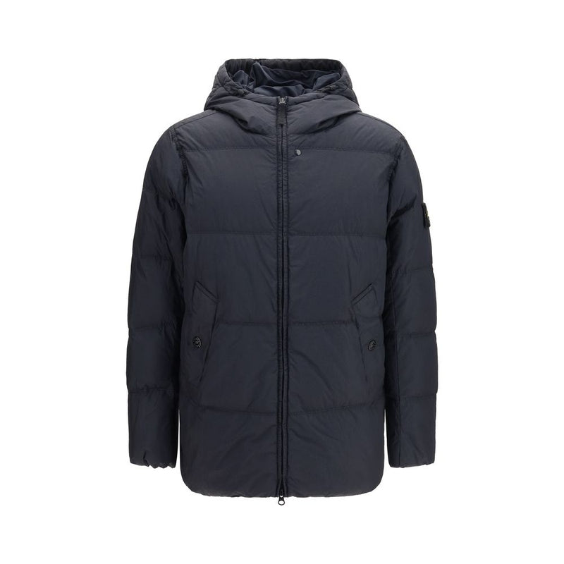 Stone Island Blue Goose Down Full-Length Jacket